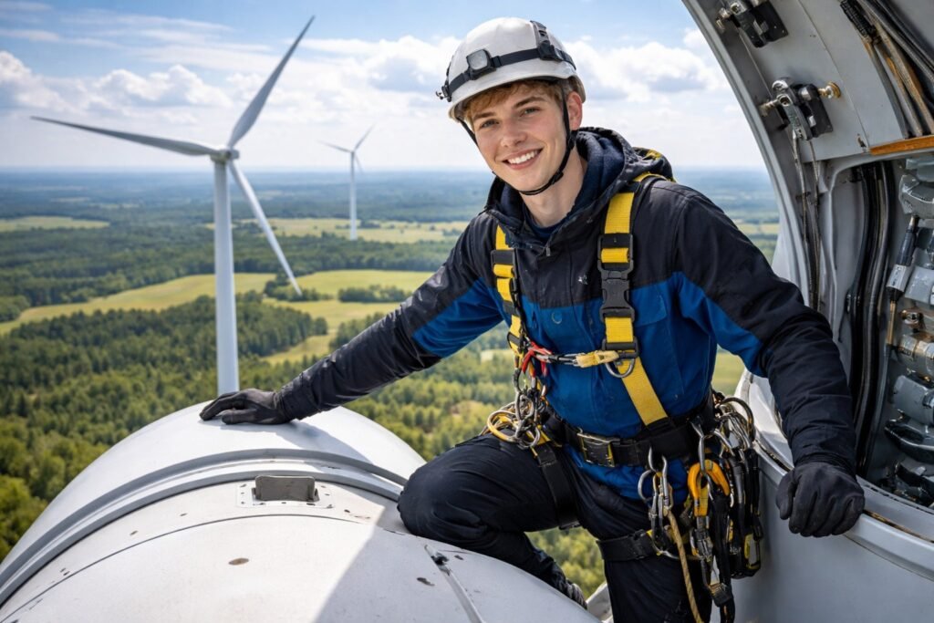 Technicien en éoliennes : maintenance à une hauteur de nacelle vertigineuse en Allemagne
